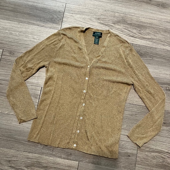 Lauren by Ralph Lauren gold cardigan - Picture 1 of 5